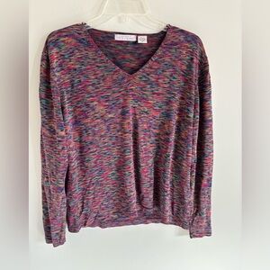 Evelyn & Arthur Multicolor V-Neck Sweater Silk Size XL